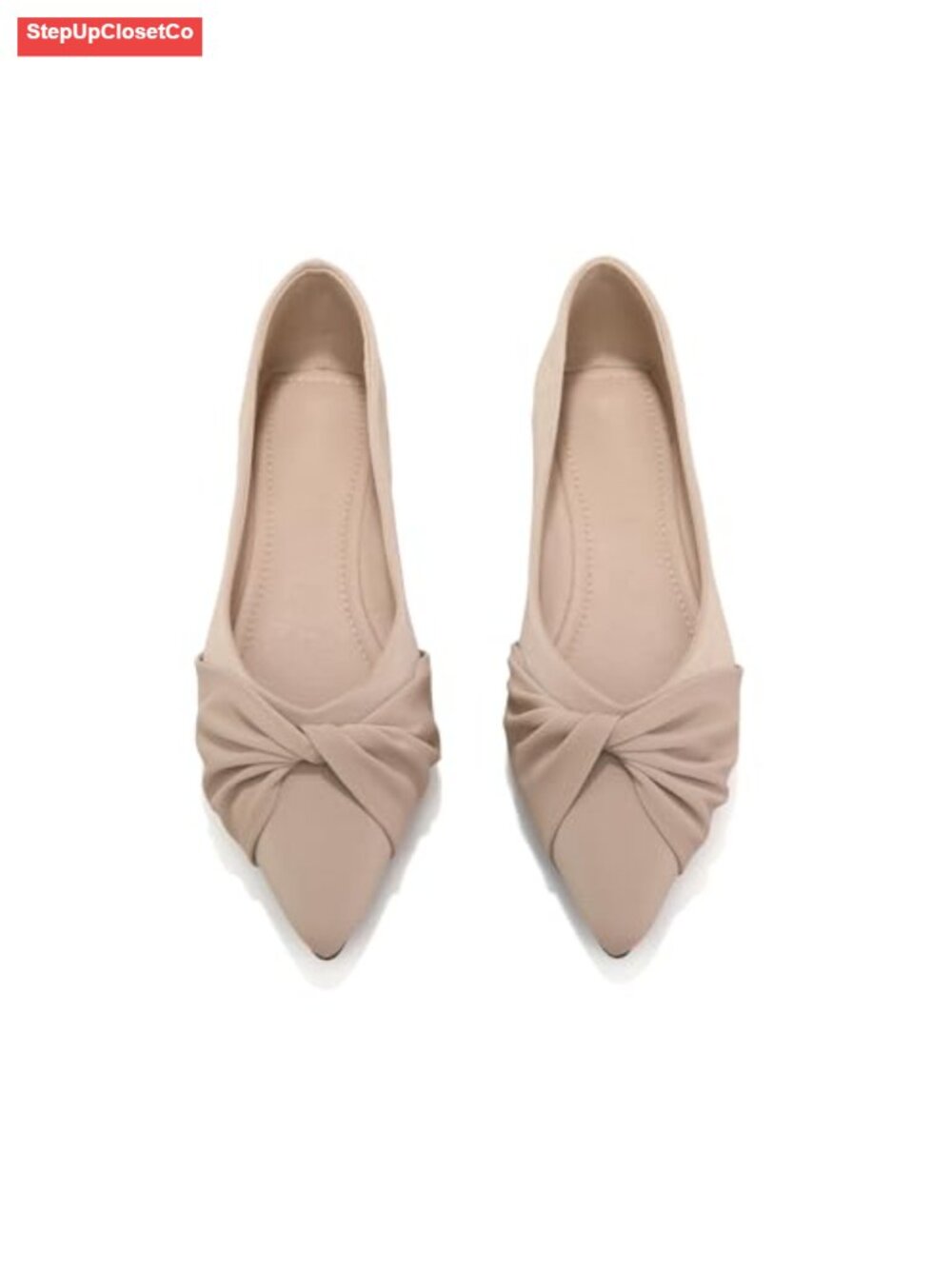 Satin Pointed Toe Bow Ballet Flats - Women's Dressy Casual Work Shoes